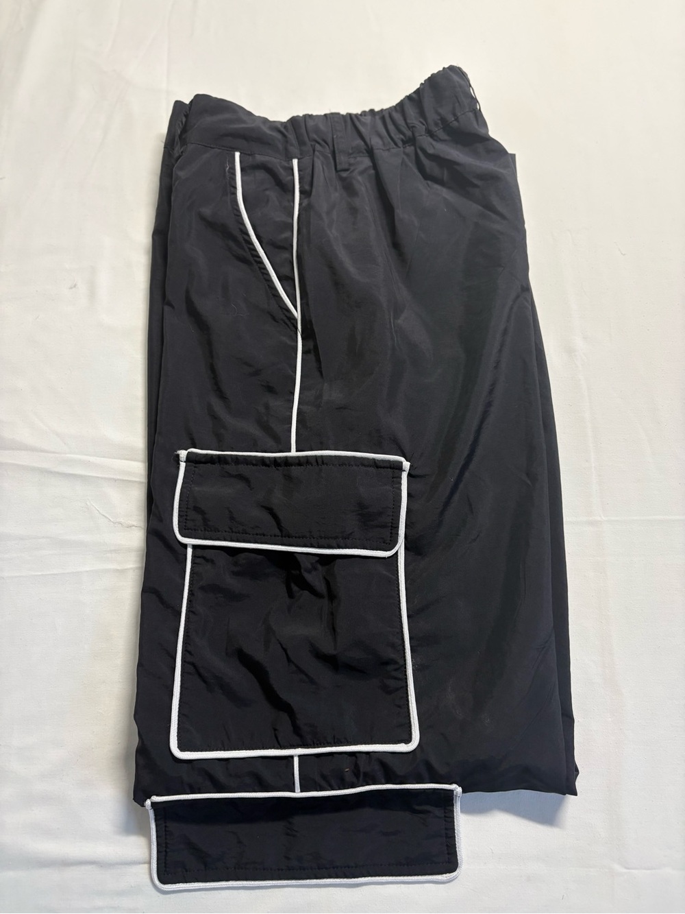 Womens Black Cargo pants with White Piping Size S